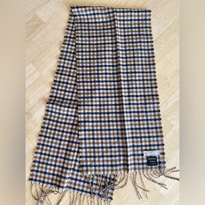 Aquascutum London Checkered Scarf in Blue and Brown 70% cashmere and 30% wool